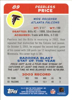 2004 Bazooka #89 Peerless Price Back