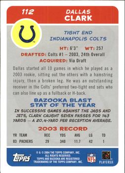 2004 Bazooka #112 Dallas Clark Back
