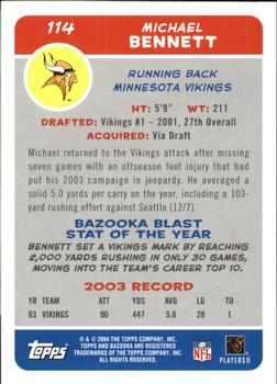 2004 Bazooka #114 Michael Bennett Back