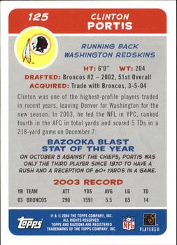 2004 Bazooka #125 Clinton Portis Back