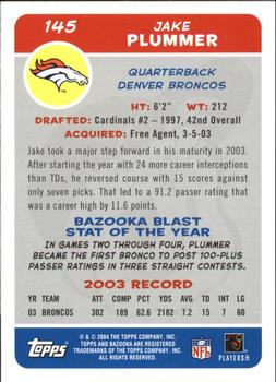 2004 Bazooka #145 Jake Plummer Back