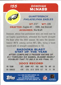 2004 Bazooka #155 Donovan McNabb Back