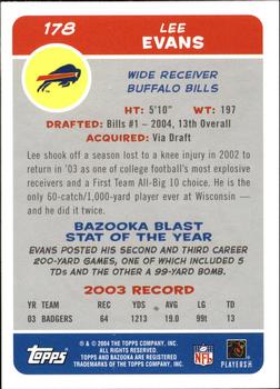 2004 Bazooka #178 Lee Evans Back