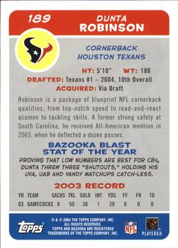 2004 Bazooka #189 Dunta Robinson Back