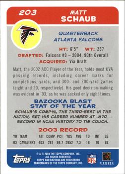 2004 Bazooka #203 Matt Schaub Back