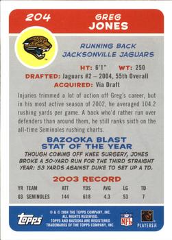 2004 Bazooka #204 Greg Jones Back