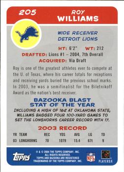 2004 Bazooka #205 Roy Williams Back