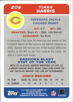 2004 Bazooka #206 Tommie Harris Back