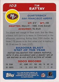 2004 Bazooka #103 Tim Rattay Back