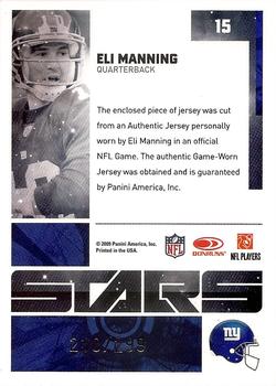 2009 Donruss Elite - Stars Jerseys Gold #15 Eli Manning Back