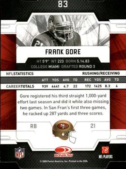 2009 Donruss Elite - Status Gold #83 Frank Gore Back