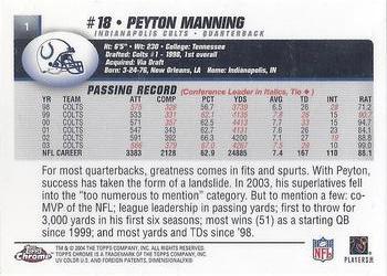 2004 Topps Chrome #1 Peyton Manning Back