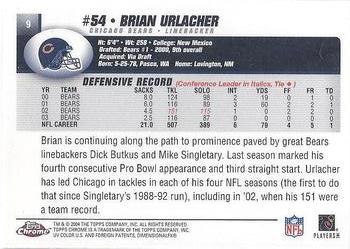 2004 Topps Chrome #9 Brian Urlacher Back