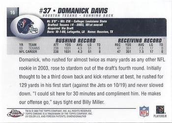 2004 Topps Chrome #16 Domanick Davis Back