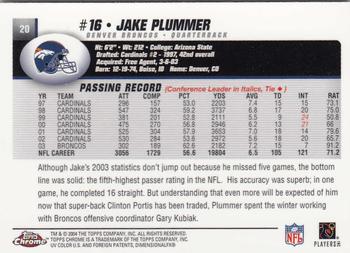 2004 Topps Chrome #20 Jake Plummer Back