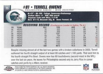 2004 Topps Chrome #25 Terrell Owens Back