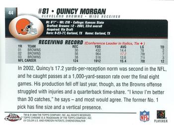 2004 Topps Chrome #44 Quincy Morgan Back