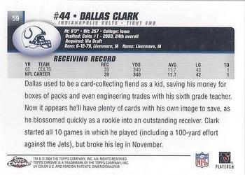2004 Topps Chrome #59 Dallas Clark Back