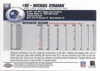 2004 Topps Chrome #64 Michael Strahan Back