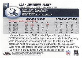 2004 Topps Chrome #76 Edgerrin James Back