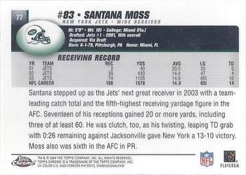 2004 Topps Chrome #77 Santana Moss Back
