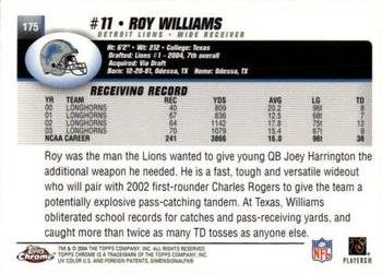 2004 Topps Chrome #175 Roy Williams Back