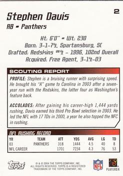2004 Topps Draft Picks & Prospects #2 Stephen Davis Back