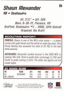 2004 Topps Draft Picks & Prospects #5 Shaun Alexander Back