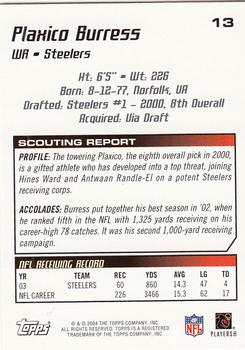 2004 Topps Draft Picks & Prospects #13 Plaxico Burress Back