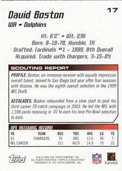 2004 Topps Draft Picks & Prospects #17 David Boston Back