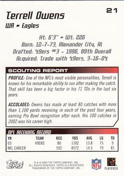 2004 Topps Draft Picks & Prospects #21 Terrell Owens Back