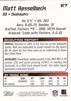 2004 Topps Draft Picks & Prospects #27 Matt Hasselbeck Back
