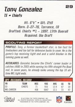 2004 Topps Draft Picks & Prospects #29 Tony Gonzalez Back