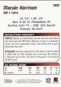 2004 Topps Draft Picks & Prospects #30 Marvin Harrison Back