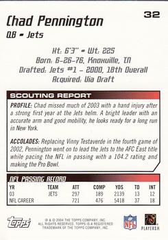 2004 Topps Draft Picks & Prospects #32 Chad Pennington Back
