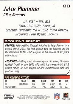 2004 Topps Draft Picks & Prospects #38 Jake Plummer Back