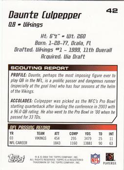 2004 Topps Draft Picks & Prospects #42 Daunte Culpepper Back