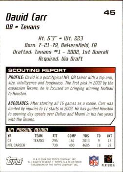 2004 Topps Draft Picks & Prospects #45 David Carr Back