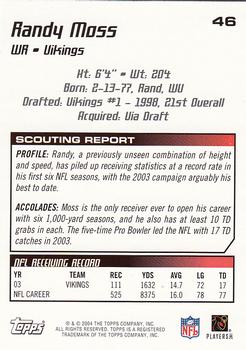 2004 Topps Draft Picks & Prospects #46 Randy Moss Back