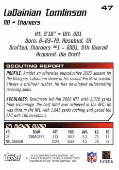 2004 Topps Draft Picks & Prospects #47 LaDainian Tomlinson Back