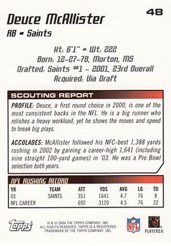 2004 Topps Draft Picks & Prospects #48 Deuce McAllister Back