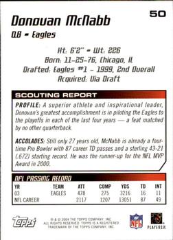 2004 Topps Draft Picks & Prospects #50 Donovan McNabb Back