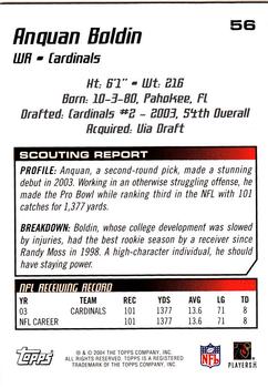 2004 Topps Draft Picks & Prospects #56 Anquan Boldin Back