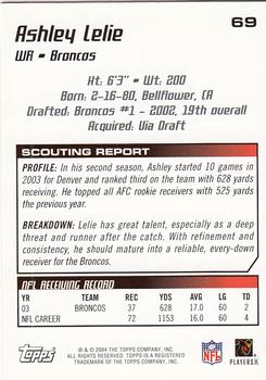 2004 Topps Draft Picks & Prospects #69 Ashley Lelie Back