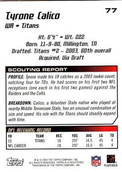 2004 Topps Draft Picks & Prospects #77 Tyrone Calico Back