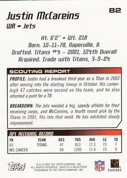 2004 Topps Draft Picks & Prospects #82 Justin McCareins Back