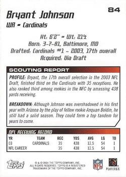 2004 Topps Draft Picks & Prospects #84 Bryant Johnson Back
