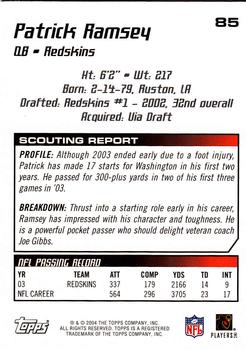 2004 Topps Draft Picks & Prospects #85 Patrick Ramsey Back