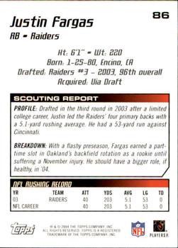 2004 Topps Draft Picks & Prospects #86 Justin Fargas Back