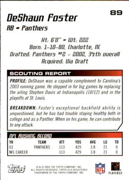 2004 Topps Draft Picks & Prospects #89 DeShaun Foster Back